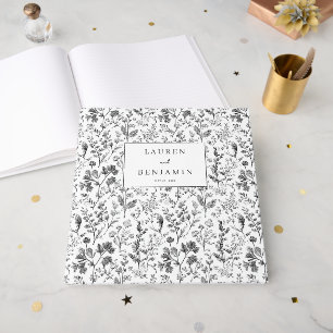 Elegant Black Botanical Guest Book