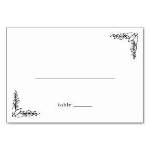 Elegant Black Botanical Table Number