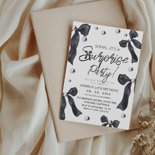 Elegant Black Bow 30th Birthday Party Invitation