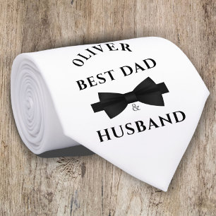 Elegant Black Bow Best Dad & Husband Father`s Day Tie