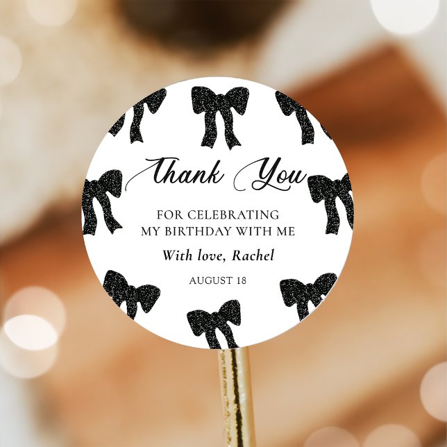 Elegant Black Bow Birthday Sticker (Creator Uploaded)
