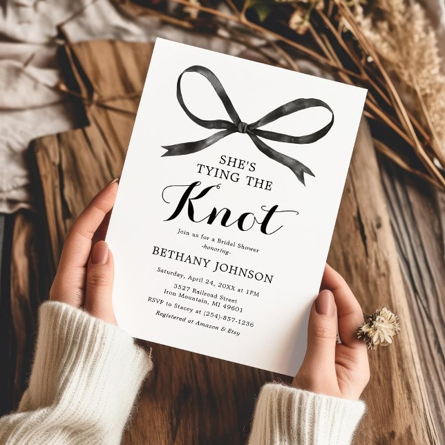 Elegant Black Bow Bridal Shower Invitation (Creator Uploaded)