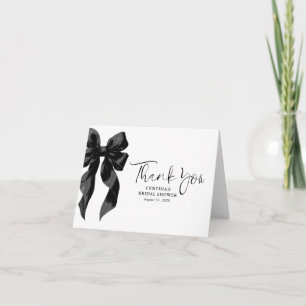 Elegant Black Bow Bridal Shower Thank You Card