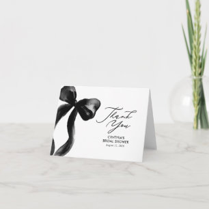 Elegant Black Bow Bridal Shower Thank You Card