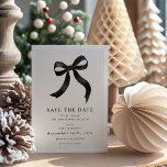 Elegant Black Bow Christmas Party Save The Date<br><div class="desc">Announce the most stylish holiday event of the season to your loved ones with our sleek black bow Christmas party save the date card. This exquisite design showcases a timeless black coquette bow and a customisable template to add your own personal touch. Get ready to impress your guests with an...</div>