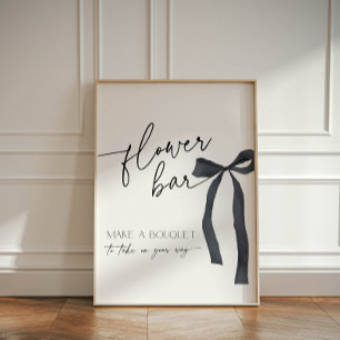 Elegant Black Bow Flower Bar Make a Bouquet Pedestal Sign