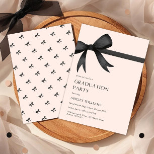 Elegant Black Bow Graduation Party Invitation