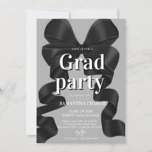 Elegant Black Bow Graduation Party Invitation