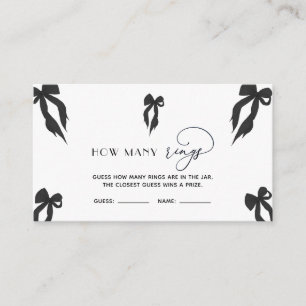 Elegant Black Bow Guess How Rings Game Enclosure Card
