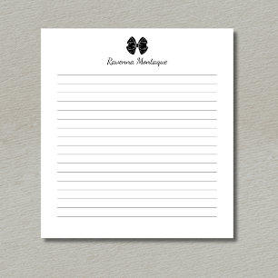 Elegant Black Bow Handwritten Custom Name Lined  Notepad