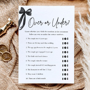Elegant Black Bow Over or Under Bridal Shower Game Invitation