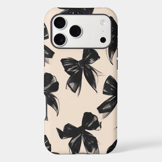 Elegant Black Bow Pattern iPhone Case  (Back)