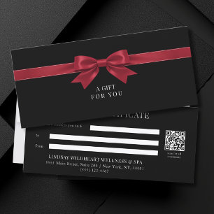 Elegant Black Bow QR Code Gift Certificate