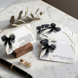 Elegant Black Bow Script Feminine  Business Card