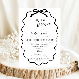 Elegant Black Bow Tied to Forever Bridal Shower Invitation