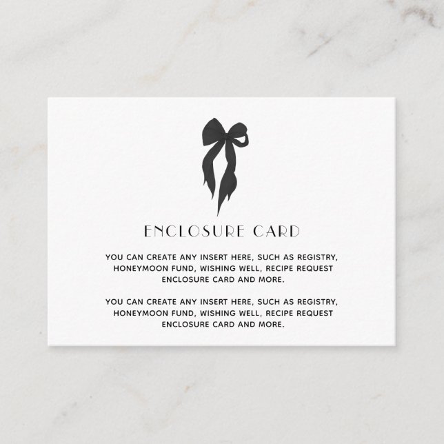 Elegant Black Bow Tying The Knot Bridal Shower Enclosure Card (Front)