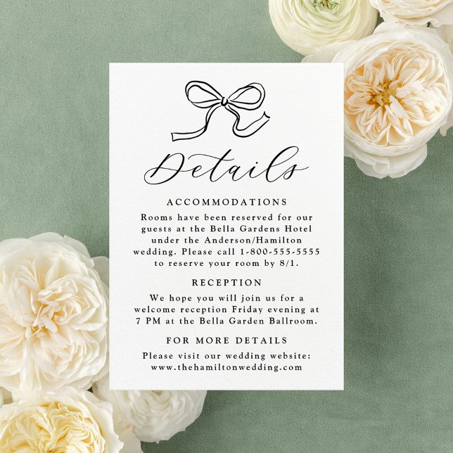 Elegant Black Bow Wedding Details Enclosure Card (Creator Uploaded)