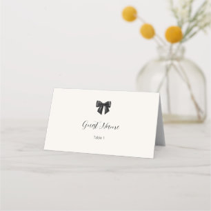 Elegant Black Bow Wedding Folded Place Cards