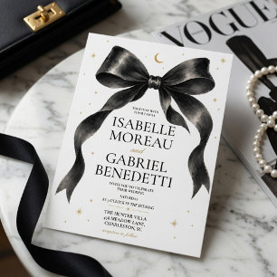 Elegant Black Bow Wedding Luxury Invitation