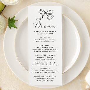 Elegant Black Bow Wedding Menu