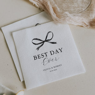 Elegant Black Bow Wedding Napkin