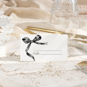 Elegant Black Bow Wedding  Place Card