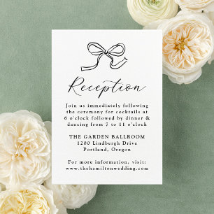 Elegant Black Bow Wedding Reception Enclosure Card