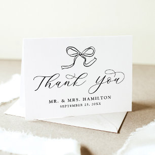 Elegant Black Bow Wedding Thank You Card