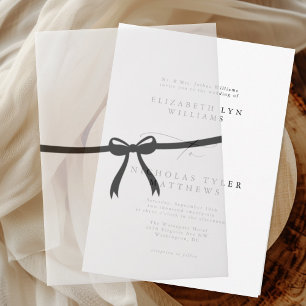 Elegant Black Bow Wedding Vellum Invitations