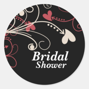Elegant Black Bridal Shower Stickers