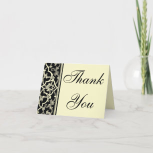Elegant Black Brocade border Thank you note card