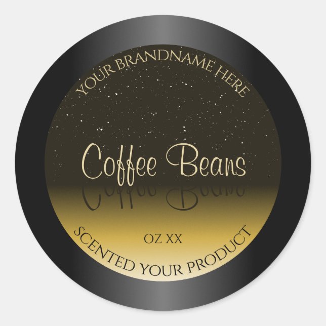 Elegant Black Brown Beige Gradient Product Labels (Front)