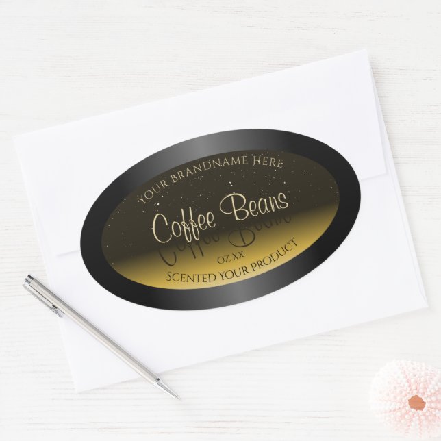 Elegant Black Brown Beige Gradient Product Labels (Envelope)