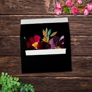 Elegant Black Burgundy Pink Floral Frame Envelope