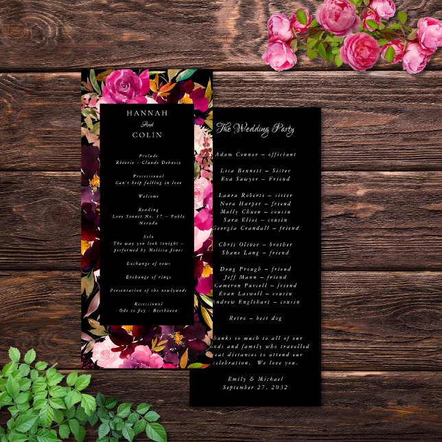 Elegant Black Burgundy Pink Floral Frame Programme (Creator Uploaded)