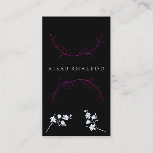 Elegant Black Business Card with Floral Accents
