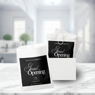 Elegant Black Business Logo Calligraphy Thank You Favour Bags