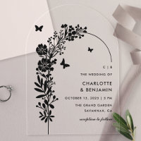 Elegant Black Butterfly Botanical Wedding