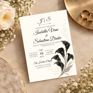 Elegant Black Calla Lily Wedding Invitation