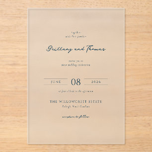 Elegant Black Calligraphy Acrylic Invitations