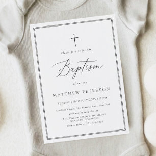 Elegant Black Calligraphy Baptism Invitation