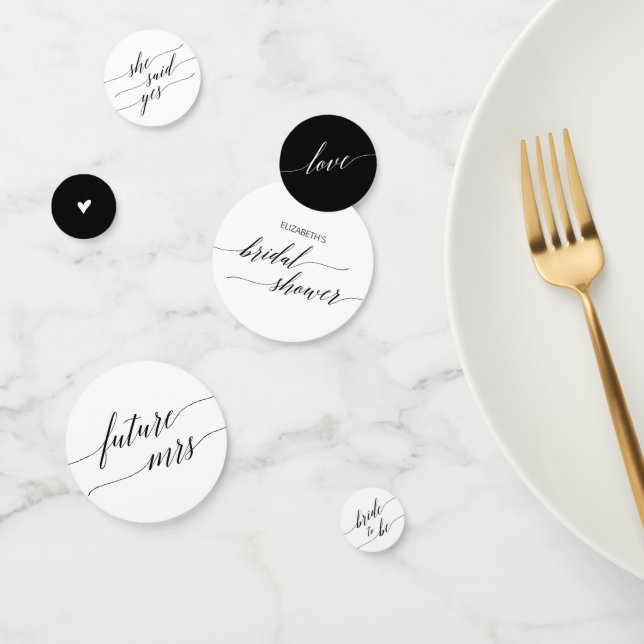 Elegant Black Calligraphy Bridal Shower Table Confetti (Group)