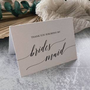 Elegant Black Calligraphy Bridesmaid Thank You Card
