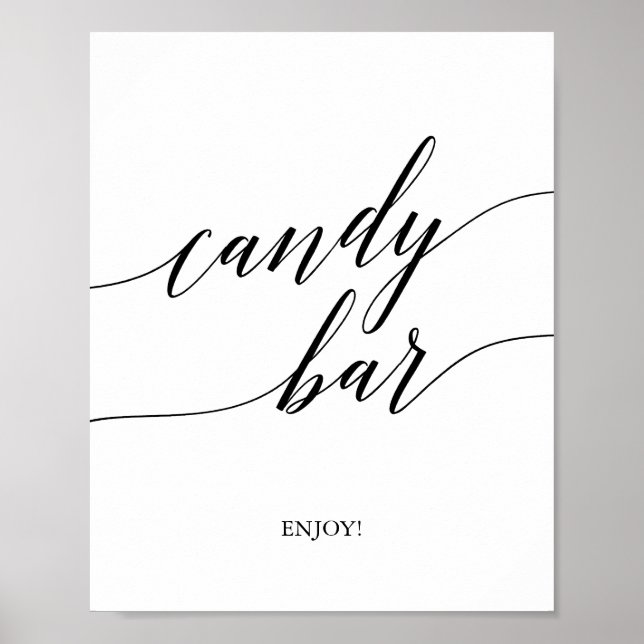 Elegant Black Calligraphy Candy Bar Sign (Front)