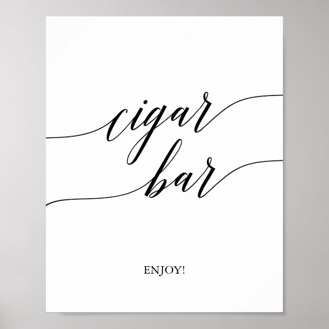 Elegant Black Calligraphy Cigar Bar Sign (Front)