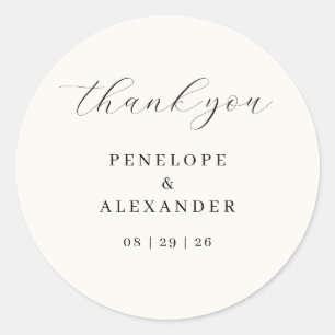 Elegant Black Calligraphy Classic Round Sticker