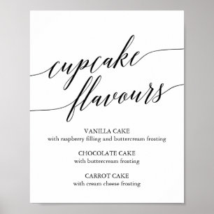 Elegant Black Calligraphy Cupcake Flavours Sign