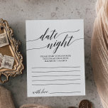 Elegant Black Calligraphy Date Night Idea Cards<br><div class="desc">These elegant black calligraphy date night idea cards are the perfect activity for a simple wedding reception or bridal shower. The neutral design features a minimalist card decorated with romantic and whimsical typography.

Date Jar sign is sold separately.</div>