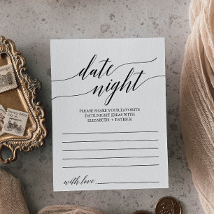 Elegant Black Calligraphy Date Night Idea Cards