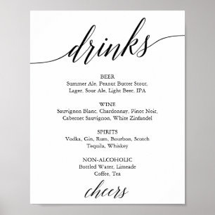 Elegant Black Calligraphy Drink Menu Sign